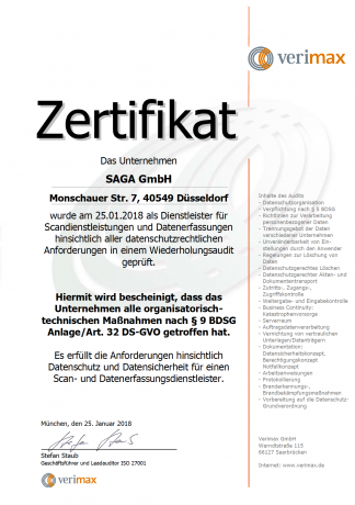 NEUE DATENSCHUTZVERORDNUNG BEREITS IM ZERTIFIKAT INTEGRIERT